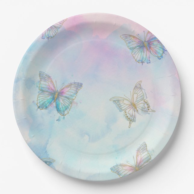 Dreamy Enchanted to Meet You Butterfly Paper Plate (Front)