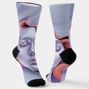 Dreamy Ethereal Woman Portrait Surreal Flowing Art Socks