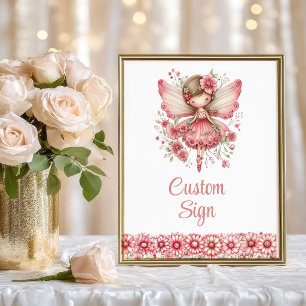 Dreamy Fairy Girl Blush Floral Birthday Custom Sig Poster
