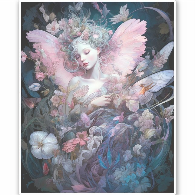 Dreamy Fairy Girl  Pink Blue Fantasy Art (Front)