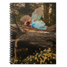 Dreamy Fairy on Fallen Tree - Notebook