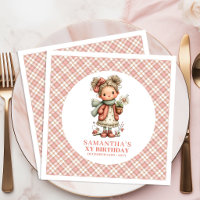 Dreamy Fairy Pink Floral 3rd Birthday Party Napkin