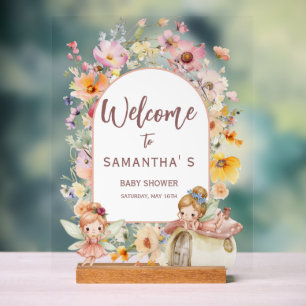 Dreamy Fairyland Baby Shower Print with Wood Block Acrylic Sign
