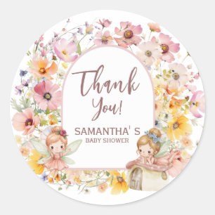 Dreamy Fairyland Baby Shower Round Stickers