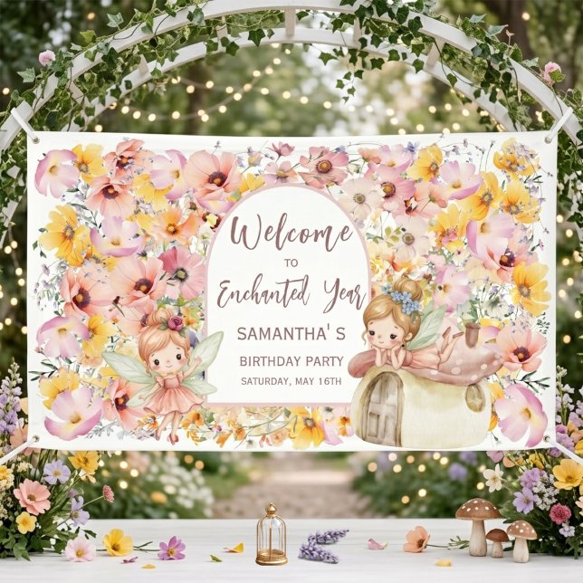Dreamy Fairyland First Birthday Welcome  Banner (Dreamy Fairyland First Birthday Welcome Banner)
