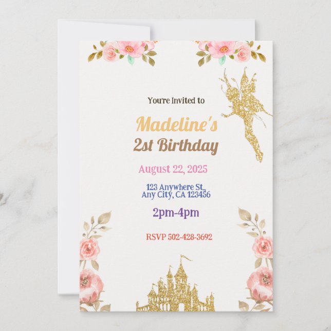 Dreamy Fairytale Castle Invitation (Front)