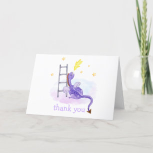 Dreamy Fairytale Dragon Cloud Stars Baby Shower  Thank You Card
