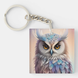 Dreamy Fantasy Owl Soft Pastel Colours Key Ring