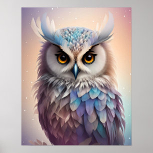 Dreamy Fantasy Owl Soft Pastel Colours Poster