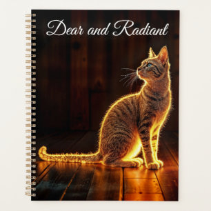 Dreamy feline art gold cat portrait lovely pets planner