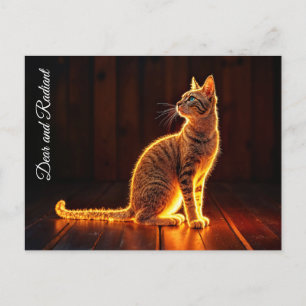 Dreamy feline art gold cat portrait lovely pets postcard