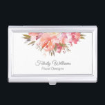 Dreamy Feminine Watercolor Floral Bouquet Business Card Holder<br><div class="desc">This charming business card holder design features a dreamy watercolor bouquet of pink, peach and salmon blossoms with trailing greenery and berries. It's a beautiful choice for many professions. Shown here as a Floral Designs professional, this design works beautifully for wedding and event planners, spas and salons, makeup artists, hospitality...</div>