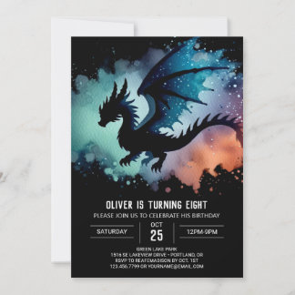 Dreamy Ferocious Dragon Birthday Invitation