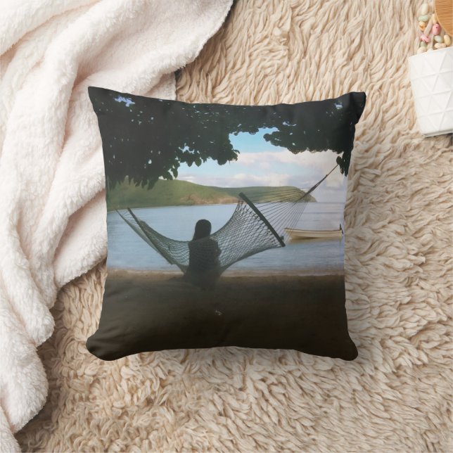Dreamy Fiji Beach Landscape  Cushion (Blanket)