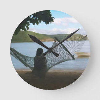 Dreamy Fiji Beach Landscape  Round Clock