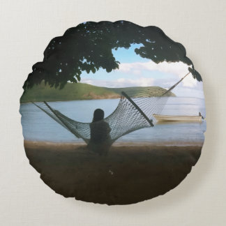 Dreamy Fiji Beach Landscape  Round Cushion
