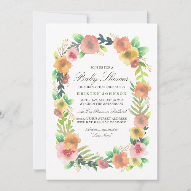 Dreamy Floral Baby Shower Invitation (Front)