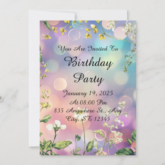 Dreamy Floral Birthday Invitation (Front)