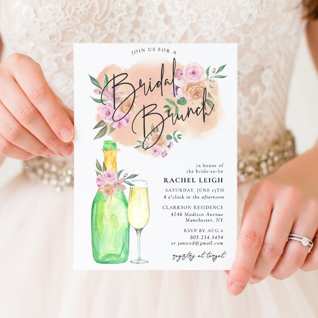 Dreamy Floral Bridal Champagne Brunch Invitation (Creator Uploaded)