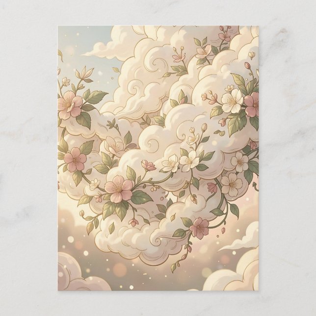 Dreamy Floral Clouds Cherry Blossom  Postcard (Front)