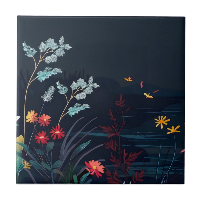 Dreamy Floral Landscape 2 Tile (Front)