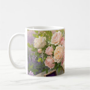 Dreamy Floral sanctuary bathed golden hour light Coffee Mug