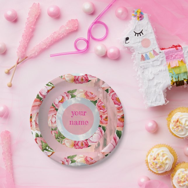 Dreamy Floral Sky Rings  Paper Plate (Party)