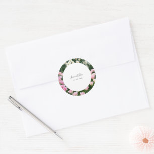 Dreamy Floral Wedding Classic Round Sticker