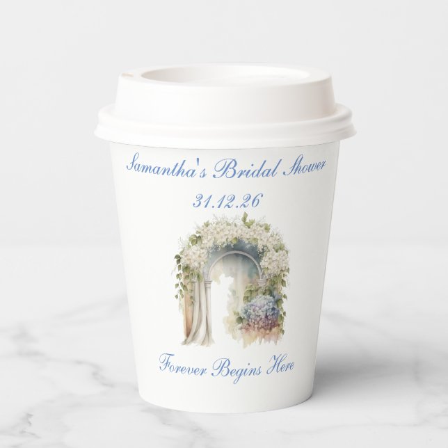 Dreamy Floral Wedding Paper Cups (Back)
