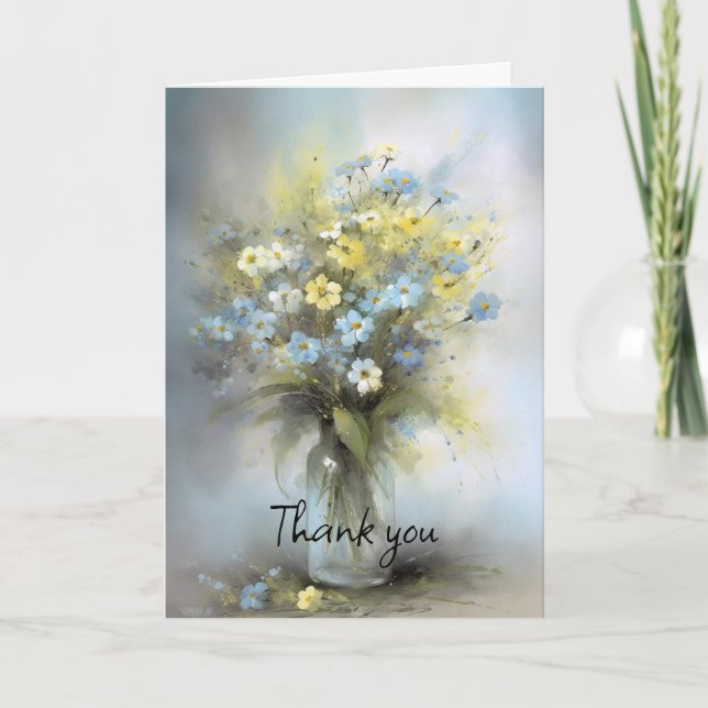 Dreamy Flowers in Vase Thank You Card (Front)