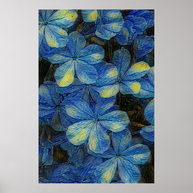 Dreamy flowers in Vincent Van Gogh art style. Arti Poster (Front)