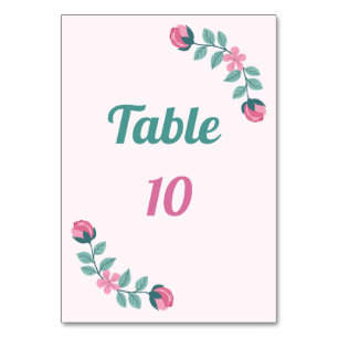 dreamy flowers & leaves table number card