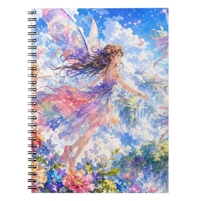 Dreamy Flying Fairy Spiral Notebook (Front)