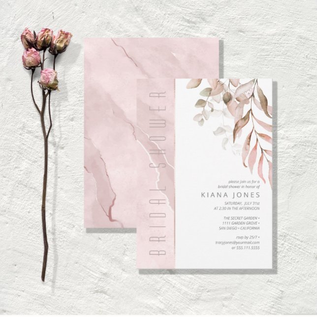 Dreamy Foliage Bridal Shower Blush Pink ID817 Invitation (Creator Uploaded)