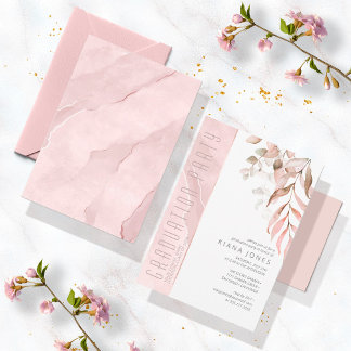 Dreamy Foliage Graduation Blush Pink ID911 Invitation