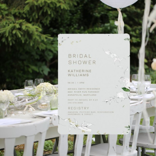 Dreamy Foliage Light Sage Modern Bridal Shower  Invitation (Creator Uploaded)