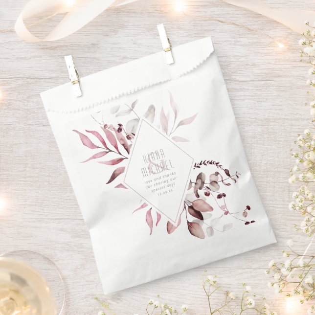 Dreamy Foliage Wedding Burgundy ID817  Favour Bags (Clipped)