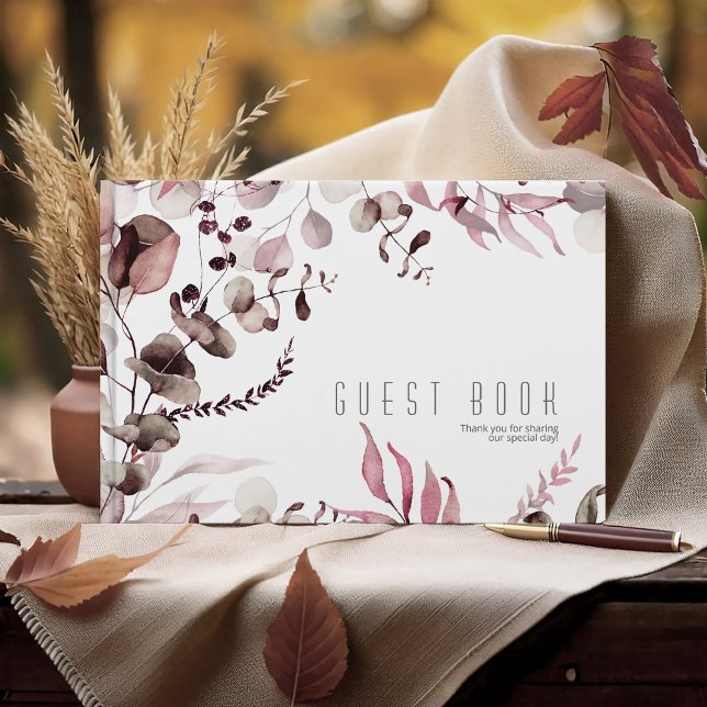 Dreamy Foliage Wedding  Burgundy ID817 Guest Book (Creator Uploaded)