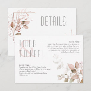 Dreamy Foliage Wedding Details Blush Pink ID817 Enclosure Card