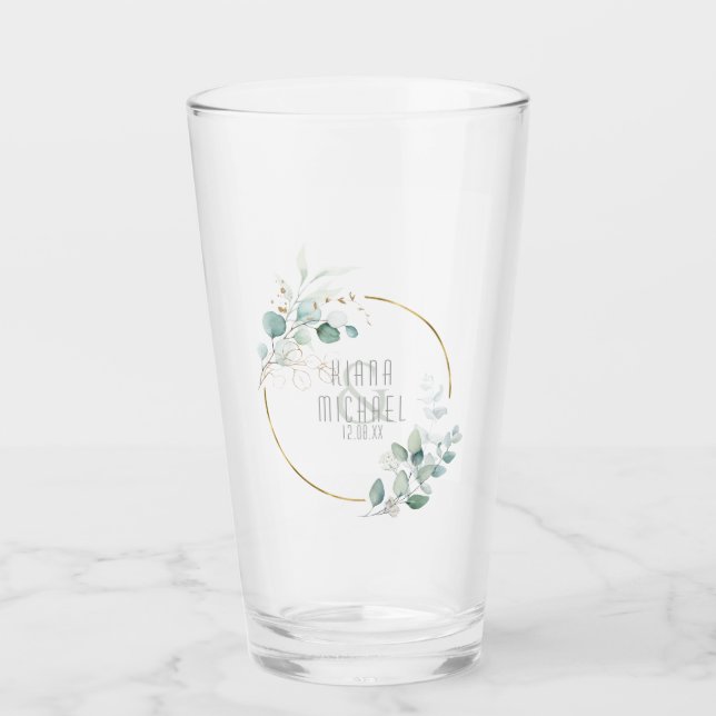 Dreamy Foliage Wedding Green/Blue ID817 Glass (Front)