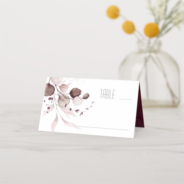 Dreamy Foliage Wedding Table Burgundy ID817 Place Card (Front)