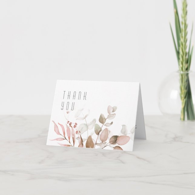 Dreamy Foliage Wedding Thank You Blush Pink ID817 Card (Front)