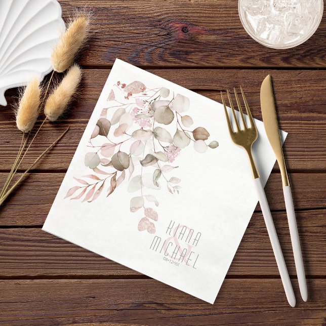 Dreamy Foliage Wedding V1 Blush Pink ID817 Napkin (Creator Uploaded)