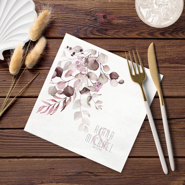 Dreamy Foliage Wedding V1 Burgundy ID817 Napkin (Creator Uploaded)