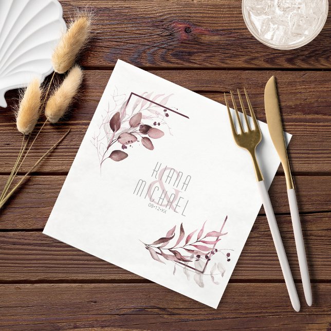 Dreamy Foliage Wedding V2 Burgundy ID817 Napkin (Creator Uploaded)