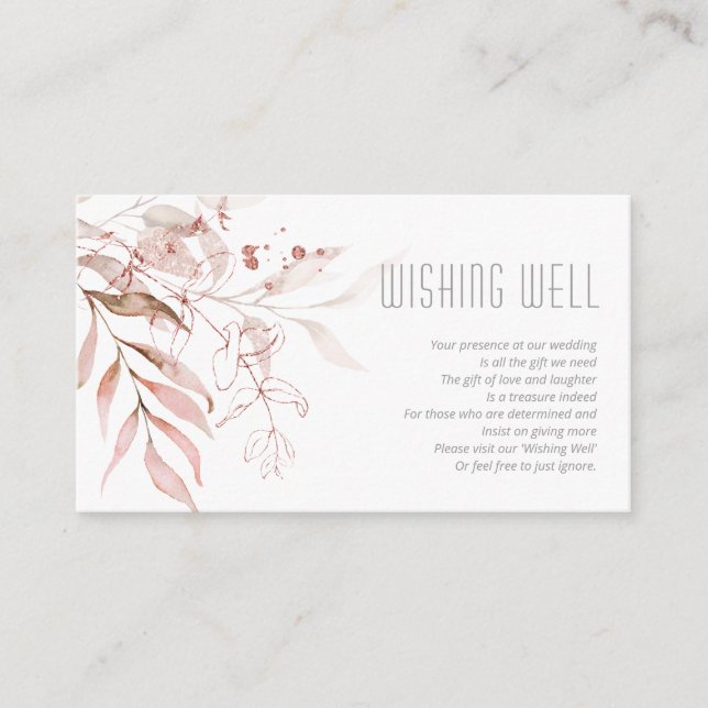 Dreamy Foliage Wishing Well V2 Blush Pink ID817 Enclosure Card (Front)