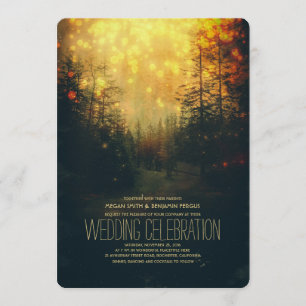 Dreamy Forest String Lights Trees Wedding Invitation
