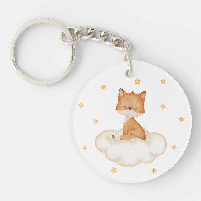 Dreamy Fox Baby Shower Keychain (Front)