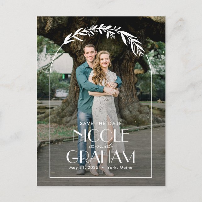 Dreamy Frame Editable Colour Save The Date Postcar Postcard (Front)