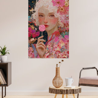 Dreamy Freckled Girl Art Print 